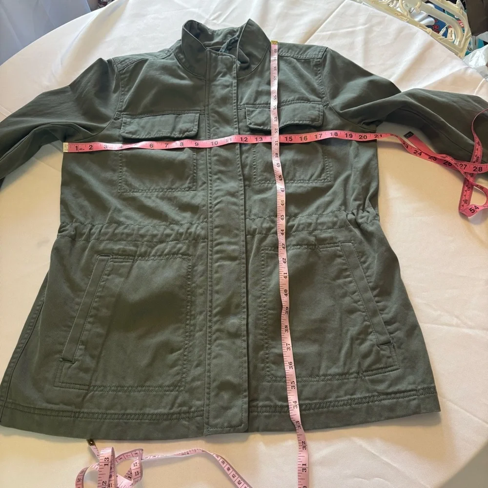 GAP Army Green Twill Snap Zip Cinch Waist Pockets Military Utility Jacket Sz M